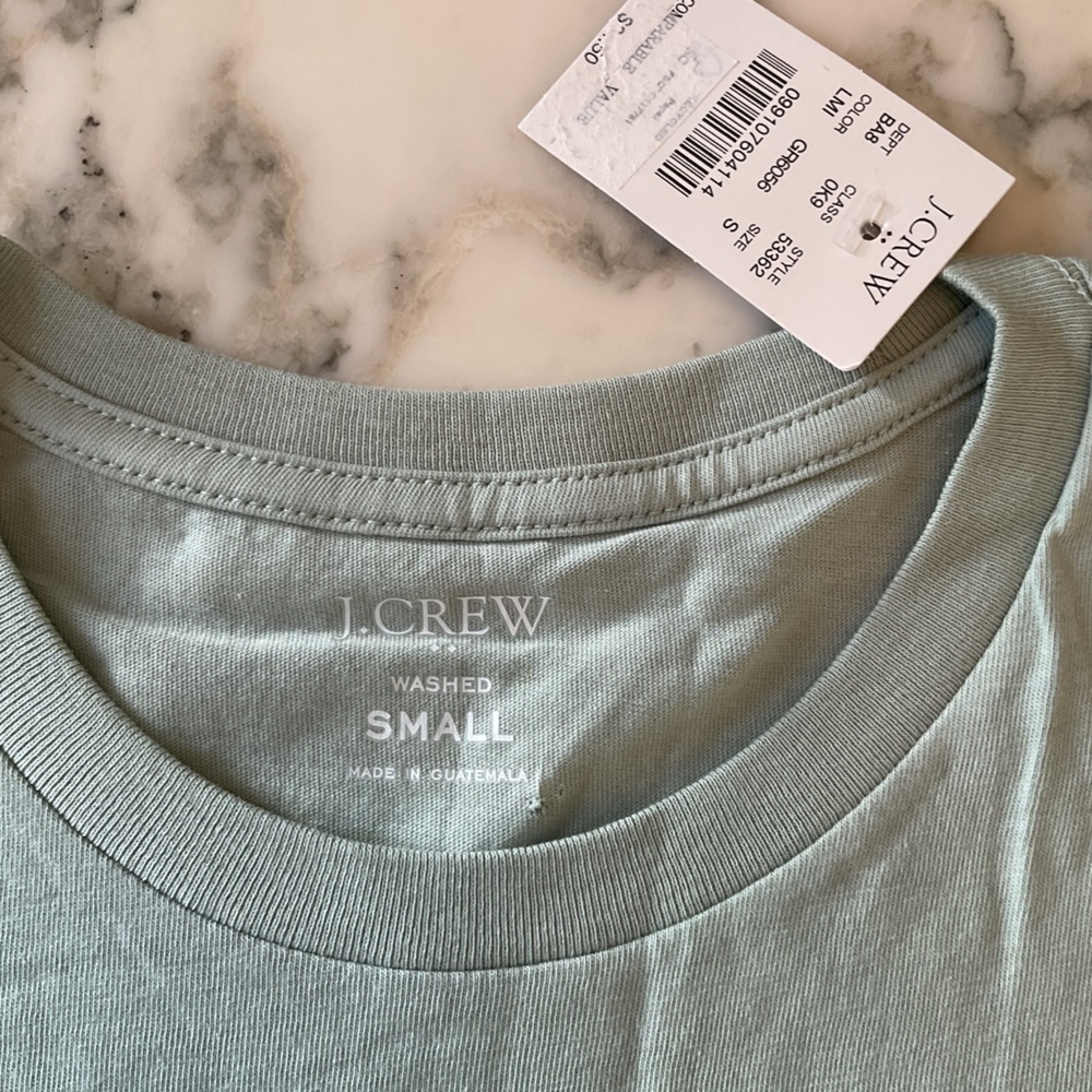 NWT J. Crew Men's Topiary Green Washed Jersey Tee - Picture 4 of 6